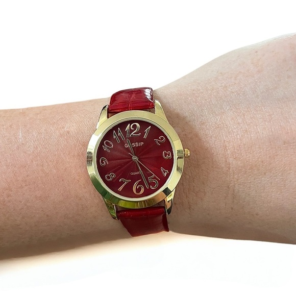 GOSSIP • Red & Gold Leather Quartz Watch - Picture 2 of 7